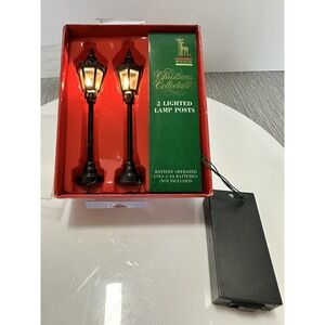 Santas Best Christmas Collectible lighted Lamp Posts, Villages, Train 4.25" Tall